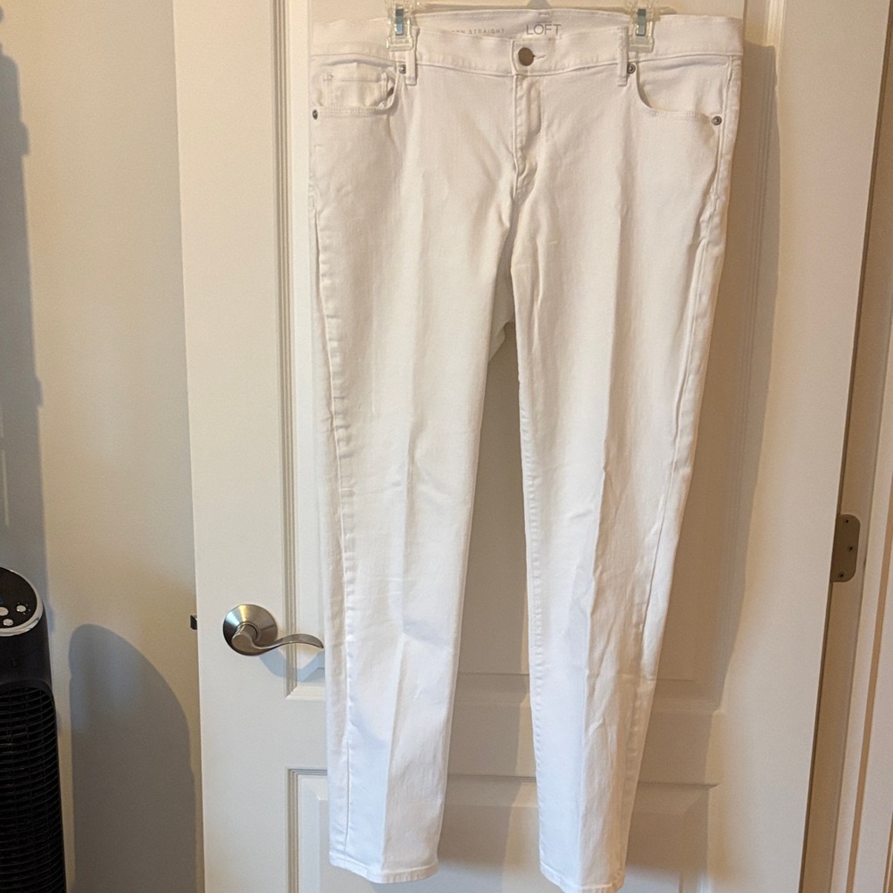 LOFT White Straight Leg Jeans - Women's Stretch Denim